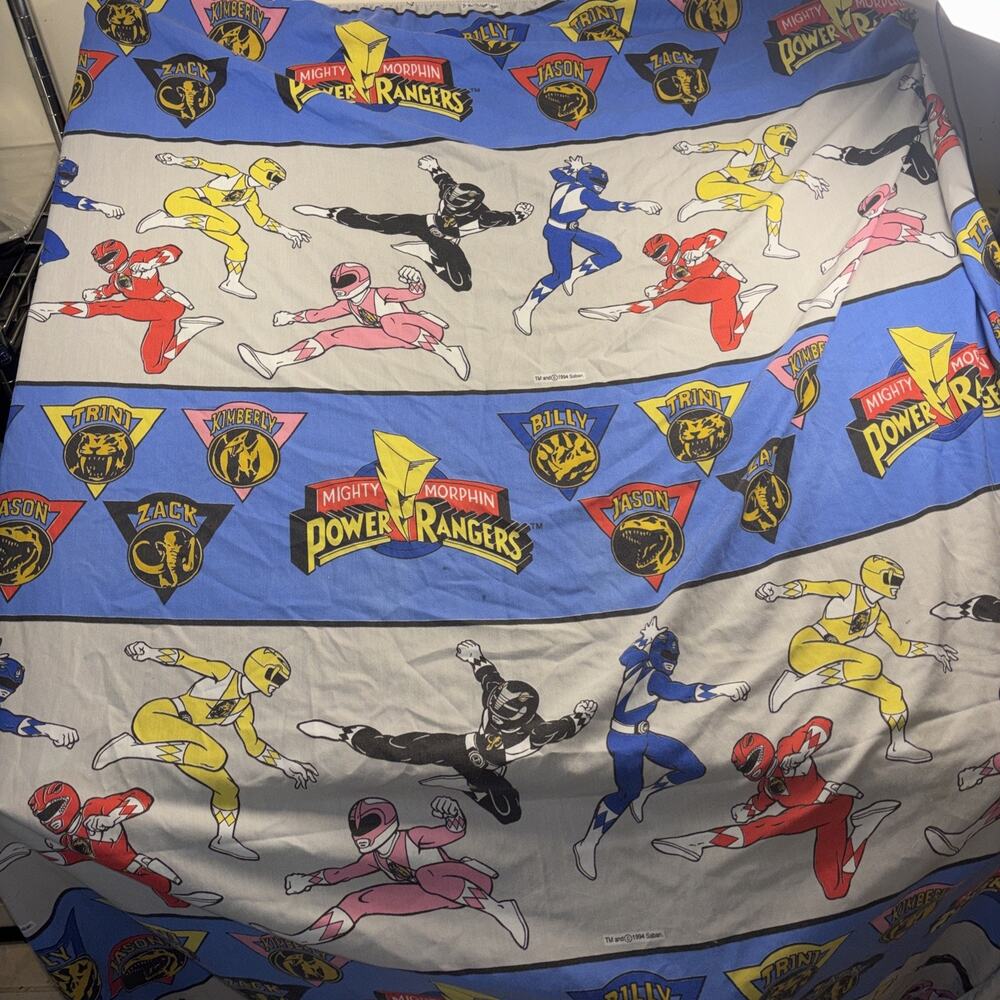 VTG 1994 Mighty Morphine Power Rangers Fitted Sheet Twin Clean